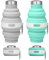 Udbrud 2 Pièces Bouteille d'eau Pliable, Bouteille eau en Silicone Gourde Souple avec mousqueton, Tasse de Camping Réutilisable Sans BPA Gourde Anti-Fuite Bouteille eau pour Voyage (Gris,Bleu)