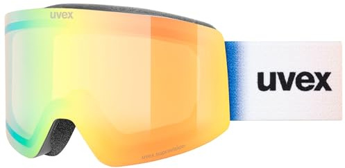 Uvex provoqe FM - stylische, verspiegelte Skibrille mit Anti-Fog-Beschichtung und Over-The-Glasses-Konstruktion für Damen und Herren - black matt/green-clear - one size