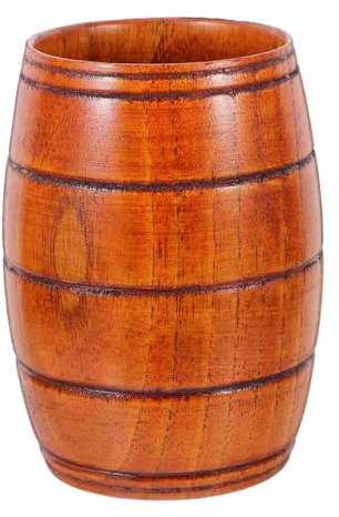 SMASOLO Wooden Barrel Drinking Mug Natural Whiskey Cup for Beer Water and Tea Reusable Beverage Container for Camping Travel and Home Use