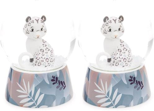 NICI Schüttelkugel Schneeleopard Eleni Snowbell 6,5cm - weiß - Deko-Zubehör, Schneekugel, Glimmerkugel, Glaskugel – Geschenkidee für Freundschaft | 62460 (Packung mit 2)
