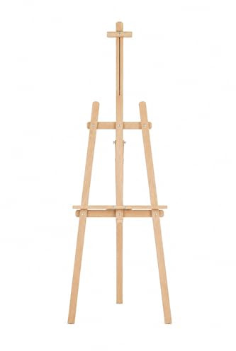 XXL-staffli stort 170 cm av trä – höjdjusterbart studiostaffli för dukar upp till 100 cm – perfekt för målning, utställning, bröllop, evenemang och presentationer (bokträ – 1 x)