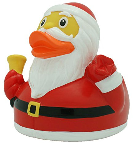 Lilalu Gummiente Weihnachtsmann, Quietscheentchen, Spielzeug, 8,5 cm, Mehrfarbig