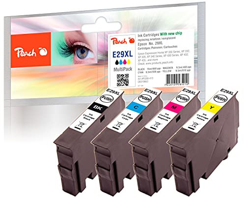 Peach E29 Spar Pack Druckerpatronen XL (BK, C, M, Y) ersetzt Epson T2996, No. 29XL, C13T29964010 für z.B. Epson Expression Home XP -235, Epson Expression Home XP -330