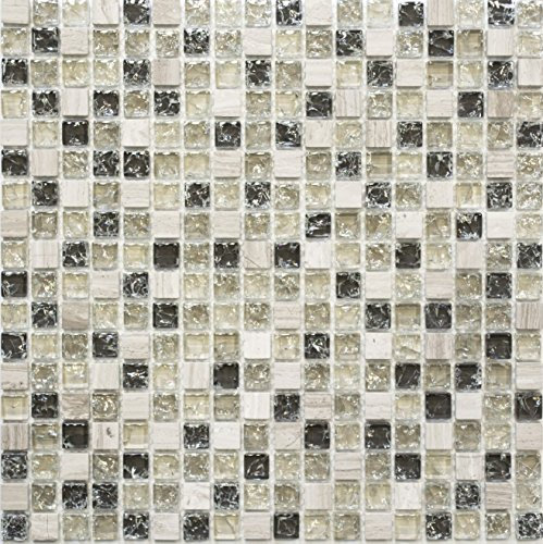 Lot de 10 feuilles de mosaïque carrées en verre transparent 3D - Dimensions : 15 x 15 x 8 mm - Dimensions de la feuille : 305 x 305 mm