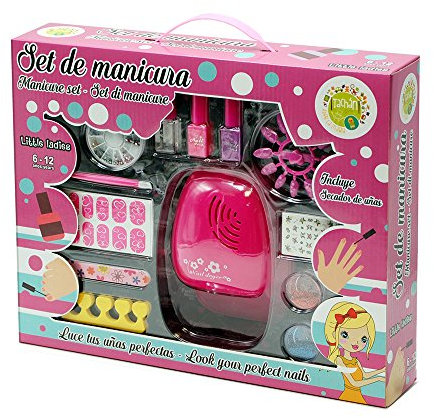 Tachan - Children's Manicure Set with Nail Dryer - Complete Children's Manicure Kit with Multiple Accessories - with False Nails, Glitter and Glitter Adhesives (CPA Toy Group 7742163A)