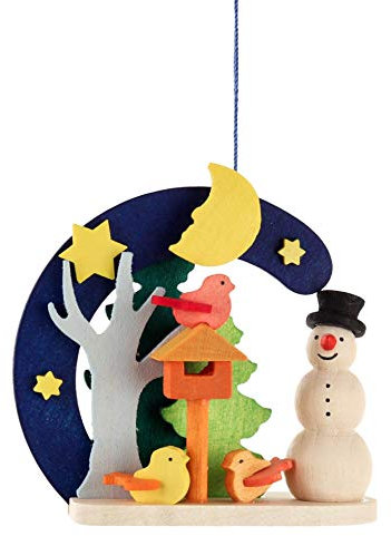 Christmas Tree Decoration Snowman with Bird House Height 7 cm