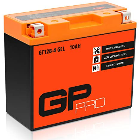 GP-PRO GT12B-4 12V 10Ah GEL-Batterie (Kompatibel mit YT12B-4 / YT12B-BS) (Wartungsfrei & Versiegelt) Akkumulator Motorrad Motorradbatterie