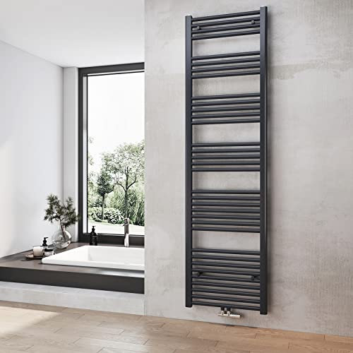 Heilmetz Badheizkörper Anthrazit Handtuchtrockner Heizung 1800 x 500 mm Bad Heizkörper Handtuchheizkörper Mittelanschluss Handtuchwärmer