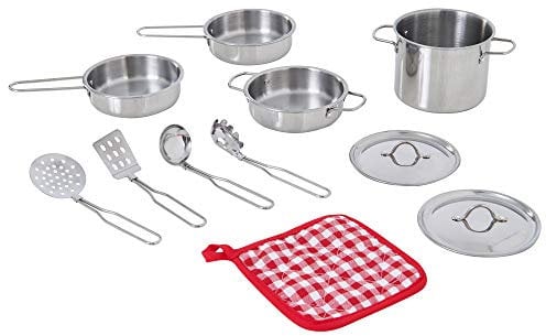 Teamson Kids Little Chef Frankfurt Stainless Steel Cooking Accessory Set MultiColor 11 pcs TK-M00001