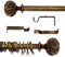 Gardinenstange Ausziehbar, Vorhangstange Gardinenstange variable Länge Landhaus Shabby Chic - Rosen Prägemuster - 160-300 - Durchmesser 2 cm - Braun/Gold - Metall