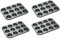 Bahob® 4 Pack 12 Hole Non Stick Cupcake Tray Muffin Pan Baking Moulds Hole Cup (Pack of 1,2,4) (4)