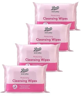 Boots - Boots Everyday Moisturising Cleansing Wipes | Moisturising Formula | 25 Plastic Free Wipes per Pack [4 PACK]