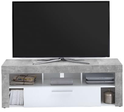 FMD Möbel, 271-001E Vibio 1 Lowboard, Spanplatte, Beton / Weiß, Maße 150.0 x 52.8 x 40.0 cm (BHT)