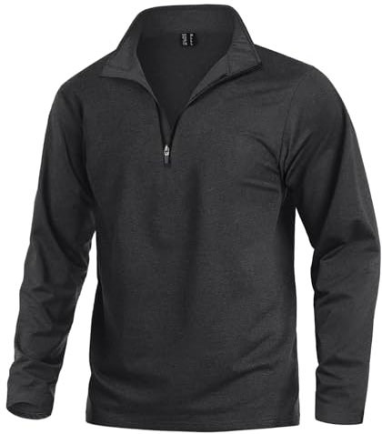 KEFITEVD Fahrrad Pullover Herren Longsleeve 1/4 Zip Regular Fit Funktionsshirt Atmungsaktiv Langarmshirt Weich Ski Shirt Herren Schwarz XL