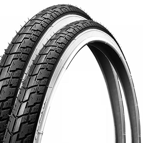 Ecovelo 2 neumáticos de carretera blancos negros de goma para bicicleta de carretera de 26 x 1,75 cm (44-559)
