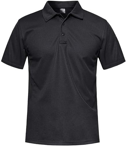 MAGCOMSEN Black Polo Shirt Men Golf Polo Shirt Short Sleeve Quick Dry Sports Top Moisture-Wicking Summer Work Shirts, S