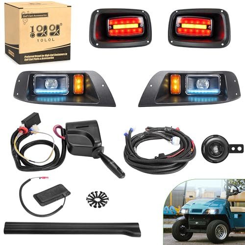 10L0L Deluxe-Scheinwerfer-Rücklicht-Set für EZGO TXT-Golfwagen, mit Tagfahrlicht, Fernlicht, Abblendlicht, Blinker, Rücklicht, Bremsblinker