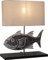 GURU SHOP Tischlampe/Tischleuchte, in Bali Handgemacht aus Naturmaterial - Modell Fish, 43x35x15 cm