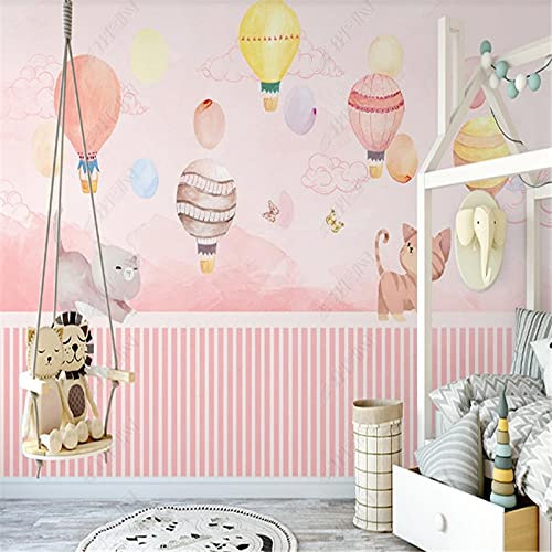 Yimesoy Benutzerdefinierte Wandbilder Tapete Nordic Tapete Für Kinder Handbemalt Heißluftballon Für Kinderzimmer Sofa Hintergrund Wohnkultur 350Cm(W)×245Cm(H)