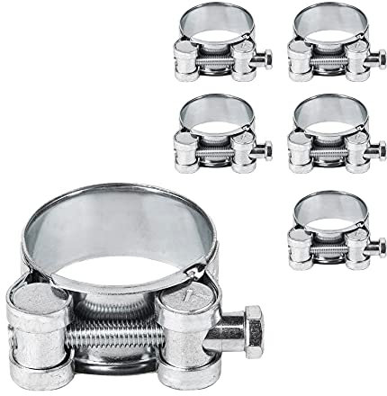 (Pack of 6 pcs) Pipe 26-28 mm Strong Reinforced Pipe Clamps, Galvanized Steel Tube Hose Clamp Fasteners (6 pcs, 26-28 mm)
