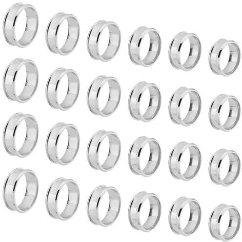 UNICRAFTALE 24 Stück 6 Größen Edelstahl Gerillter Fingerring Kern Rohlinge Ring Größe 7/8/9/10/11/12 Ring Kern Rohling Für Inlay Ring Schmuckherstellung Poliert Komfort Gerillter Fingerring Runder
