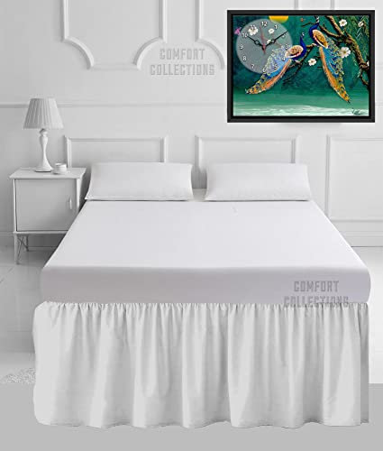 100 % Polyester-Baumwolle, einfarbig, gefärbtes Perkal, pflegeleicht, 40,6 cm, Rüschen, Volant, Bettlaken oder passende Kissenbezüge, Weiß, Doppelbett