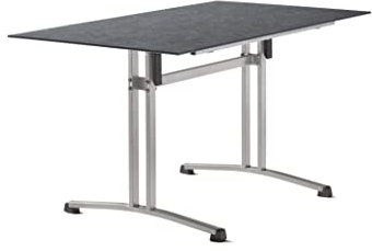 SIEGER Gastro-Tisch mit Säulenklapp-Gestell und Polytec® Platte, Gestell Graphit, Platte Schiefer anthrazit