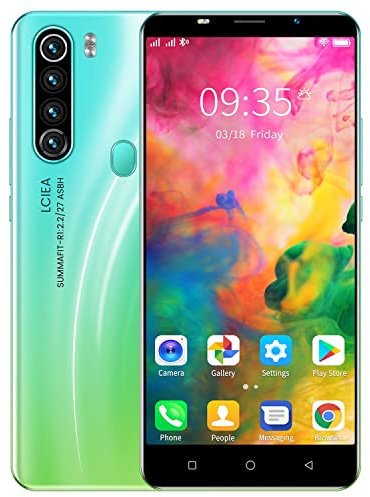 HyRich Telefoni cellulari economici senza SIM e sbloccati, smartphone Android 3G da 5,0 pollici, doppia fotocamera SIM doppia, WIFI, Bluetooth, GPS,telefoni cellulari (Note 80- Green)