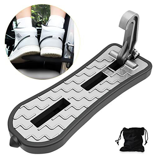 NATGIC Autotür Schritt, Ausgedehntes Auto Tür Pedal U -Förmiges Fußpedal Einfacher Zugang zum Dach Antiskid Multifunktions Automobilpedal mit Sicherheitshammertür (21,5cm, Silber)
