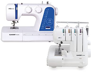 GLAESER home Ensemble de machines à coudre | Machine à coudre pour débutants et surjeteuse | Facile à utiliser | Machine à coudre numérique (Mia300) + surjeteuse