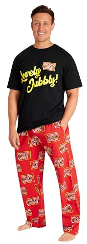 Only Fools and Horses Pyjamas for Men Teens PJs Set Soft Breathable Nightwear Loungewear Comfy Jammies with Long Bottoms Sleepwear Funny Gifts for Men (L, Black/Red)