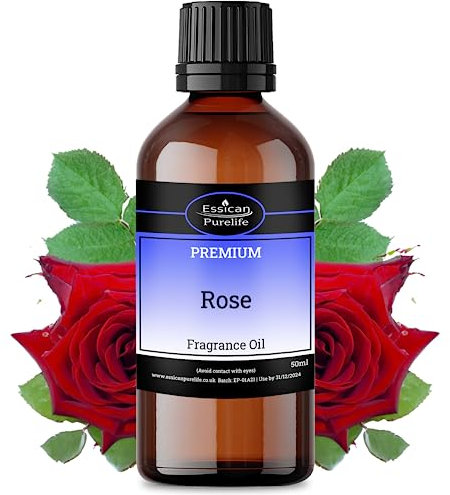 Rose Fragrance Oil, Pure Rose Oil for Soaps Making, Candles, Bath Bombs, Oil Burners, Diffusers, Wax Melts, Perfume Oil, Skin & Hair Care - Perfume Scents - Cosmetic Grade, Vegan & UK Made - 50ml