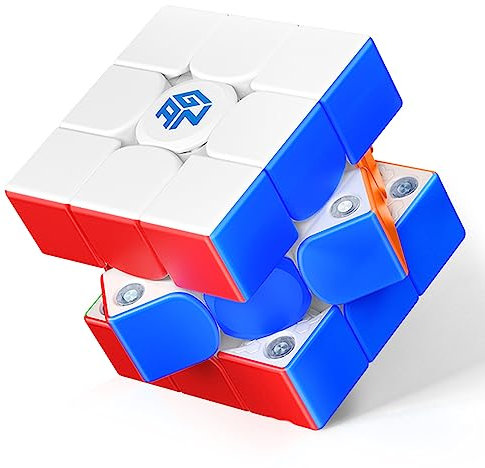 GAN 356ME Zauberwürfel Magnetisch Speed Cube 3x3, Magischer Speed Cube Stickerless, mit Flügelförmige Numerische IPG/GES+/Sichtbarer Magnet, Magic Cube Aufgerüstete