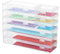novelinks Stackable Plastic Clear Storage Box Containers with Latching Lid - Art Craft Supply Organizer Storage Containers for Pencil Box, Lego, Crayon, Beads (3 Small + 3 Medium + 3 Large -Clear)