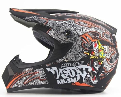 Kinder Crosshelm Mejia – Motorradhelm für Kinder, ABS-Schale, robuster Kinderhelm für Downhill, Quad und Motocross, matt Schwarz, Größe XS, 51 – 52 cm