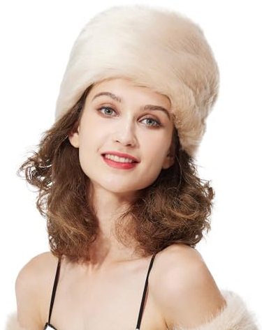BEAUTELICATE Kunstpelz Mütze Damen Pelzmütze Winter Cossack Russische Mütze Kuschelig Fellmütze Warm für Weihnachten Reise Skifahren (Dusty Rose, Einheitsgröße) (Blush, Einheitsgröße)