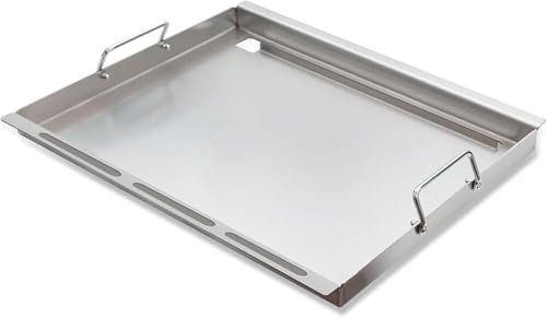 WELL GRILL Piastra per barbecue in acciaio inox, 44,5 x 50 cm, con manici, parti di ricambio per Weber Spirit 210 Series, Spirit II E-210 S-210 E-220 S-220, universale per barbecue Plancha