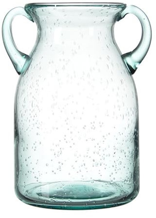 BURLOE Blumenvase Aus Glas, Elegante Doppelohr Dekoration Moderne Dekorative Handgefertigte Luftblasenvase Für Herzstück Heimdekoration,3,L