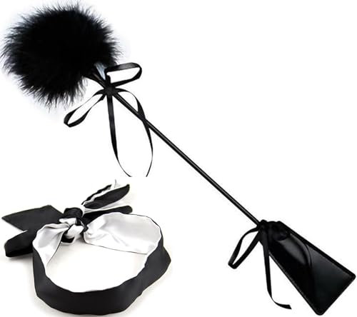 Plumes Massage & Cuir Fouet Erotique Bondage Sexe Fétiche Masque pour les Yeux Chatouilleur de Plumes Fessée Jouet pour Couples Erotiques Cosplay