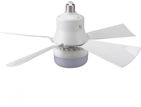 15.7In Socket Fan Light, Dimmable 3 Color Temp 3 Wind Speed Light Bulb Fan with Remote, 1H 2H 4H Timer Screw in Ceiling Fan in Light Socket for Bedroom Kitchen 85‑265V (White)