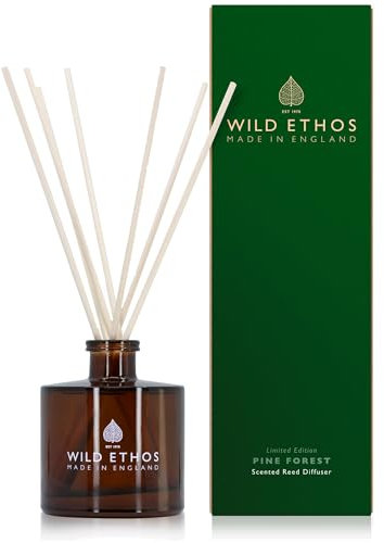 Wild Ethos Scented Reed Diffuser - Select Your Scent - Blended Natural Essential Oils - Lasts 16 Weeks - Make In The UK (Pine Forest)