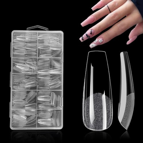 SanFangyue Acrylic Nail Kit - 504Pc Soft Gel Full Cover Nail Tips for Soak Off Gel Extensions - 12 Sizes
