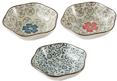Ceramic Snack Plates Set - 3Pcs for Frying, Keto Desserts, Cooking, Serving Dishes, Sushi, Dipping Bowls, Vinegar & Soy, Japanese Decor - Mini Condiment Dishes