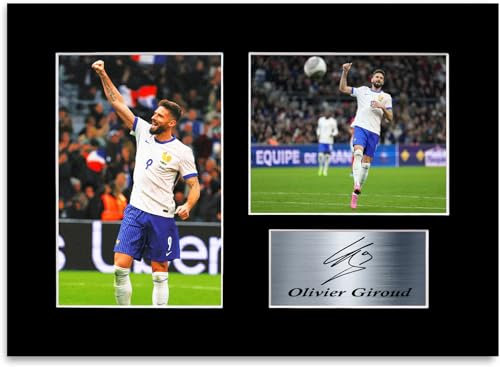 Olivier Giroud 2024 Photo imprimée avec autographe de joueur de football de France Format A4