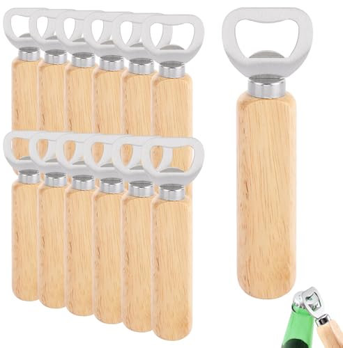ASelected 12-Pack Bottle Opener Beer Bottle Opener Engraved Wooden Bottle Opener Wooden Handle Beer Bottle Opener for Beverage Apple bar Home Gadgets