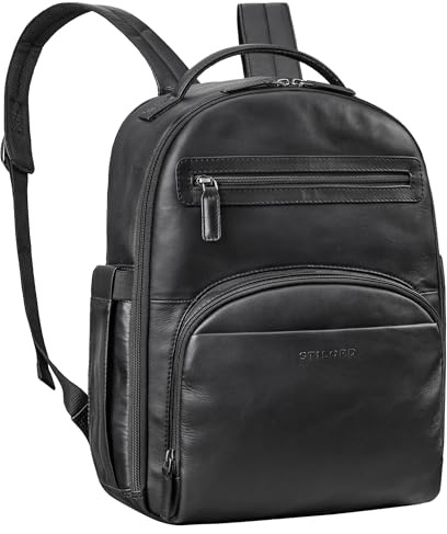 STILORD Paco Premium Business Rucksack Herren Leder Groß | Herren Arbeitsrucksack mit Laptopfach 15.6 Zoll Laptoprucksack Männer Rucksack Leder für Arbeit Büro Reise Uni Farbe:schwarz