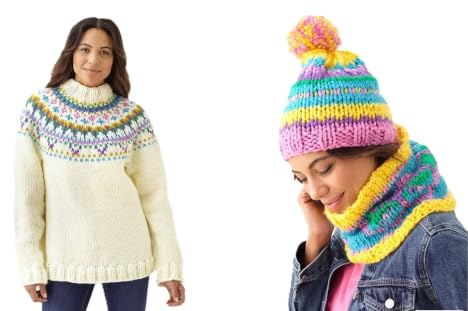 King Cole Super Chunky Knitting Pattern - 6196 Ladies Sweater, Hat & Snood