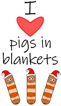 I Love Pigs In Blankets, I Heart Pigs In Blankets, Funny Cute Notepad, Useful Notebook, Office Humour Gifts, Funny Office Journal, Shopping List, Sausages In Bacon, Christmas dinner