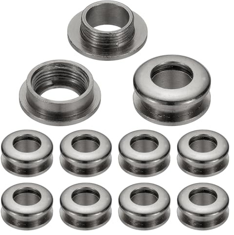 PATIKIL 8mm(1/3 inch) Solid Brass Hole Eyelets, 10 Pcs Arc Surface Self Backing Grommets with Washer for Shoes Clothes Crafts Bag Leather Craft, Black