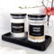 Mason & Fable Lot de 2 pots et plateau en verre côtelé pour salle de bain - 300 ml - Avec couvercles hermétiques en bambou noir - Tampon en coton/coton-tige/porte-embout Q/sel de bain/organisateur